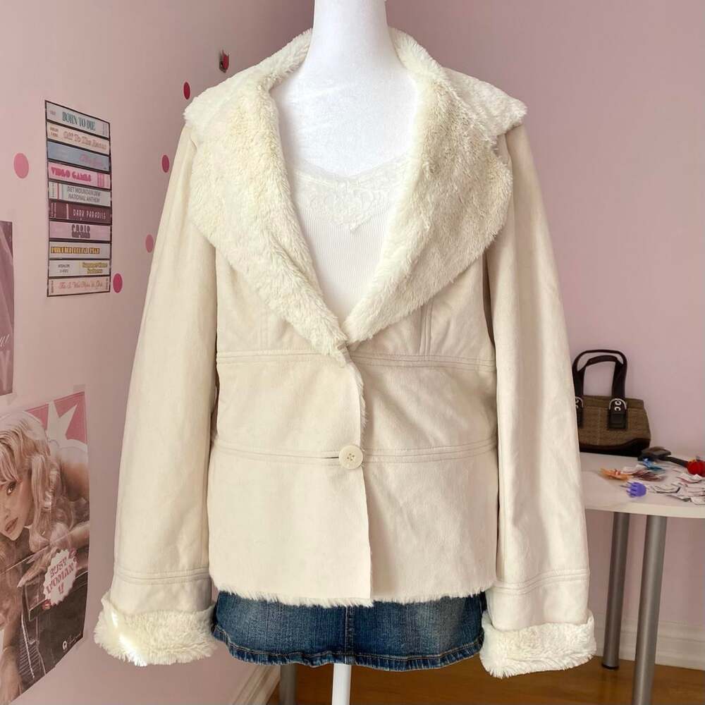 Coldwater Creek Women's Cream and White Jacket